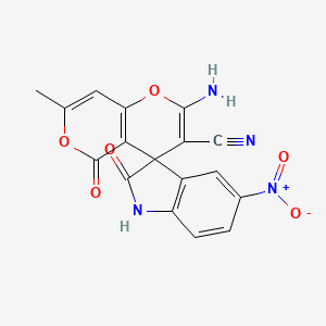 molecular formula C17H10N4O6 B5148229 2'-amino-7'-methyl-5-nitro-2,5'-dioxo-1,2-dihydro-5'H-spiro[indole-3,4'-pyrano[4,3-b]pyran]-3'-carbonitrile 