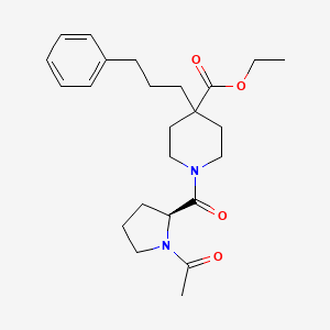 ethyl 1-(1-acetyl-L-prolyl)-4-(3-phenylpropyl)-4-piperidinecarboxylate