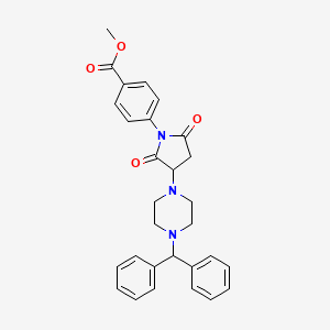 molecular formula C29H29N3O4 B5148359 methyl 4-{3-[4-(diphenylmethyl)-1-piperazinyl]-2,5-dioxo-1-pyrrolidinyl}benzoate 