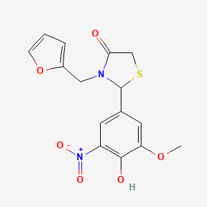molecular formula C15H14N2O6S B5148371 3-(2-furylmethyl)-2-(4-hydroxy-3-methoxy-5-nitrophenyl)-1,3-thiazolidin-4-one 