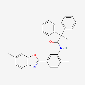 molecular formula C30H26N2O2 B5148398 N-[2-methyl-5-(6-methyl-1,3-benzoxazol-2-yl)phenyl]-2,2-diphenylpropanamide 