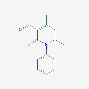 molecular formula C15H15NOS B514841 1-(4,6-Dimethyl-1-phenyl-2-thioxo-1,2-dihydro-3-pyridinyl)ethanone 