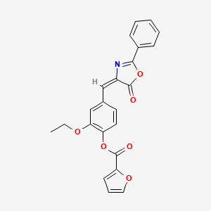 molecular formula C23H17NO6 B5148424 2-ethoxy-4-[(5-oxo-2-phenyl-1,3-oxazol-4(5H)-ylidene)methyl]phenyl 2-furoate 