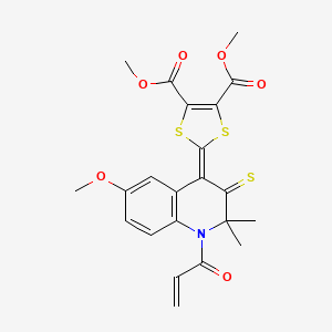 molecular formula C22H21NO6S3 B5148436 dimethyl 2-(1-acryloyl-6-methoxy-2,2-dimethyl-3-thioxo-2,3-dihydro-4(1H)-quinolinylidene)-1,3-dithiole-4,5-dicarboxylate 