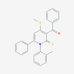 molecular formula C26H21NOS2 B514844 [1-(2-Methylphenyl)-4-(methylsulfanyl)-6-phenyl-2-thioxo-1,2-dihydro-3-pyridinyl](phenyl)methanone 