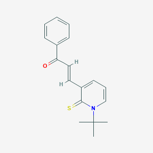 molecular formula C18H19NOS B514847 3-(1-Tert-butyl-2-thioxo-1,2-dihydro-3-pyridinyl)-1-phenyl-2-propen-1-one 