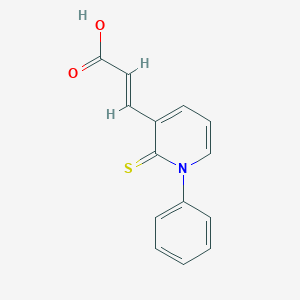 molecular formula C14H11NO2S B514855 3-(1-Phenyl-2-thioxo-1,2-dihydropyridin-3-yl)acrylic acid 