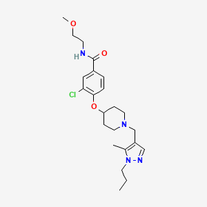 molecular formula C23H33ClN4O3 B5148568 3-chloro-N-(2-methoxyethyl)-4-({1-[(5-methyl-1-propyl-1H-pyrazol-4-yl)methyl]-4-piperidinyl}oxy)benzamide 