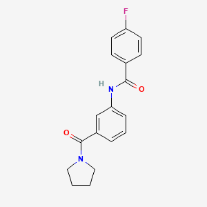 molecular formula C18H17FN2O2 B5148572 4-fluoro-N-[3-(1-pyrrolidinylcarbonyl)phenyl]benzamide 