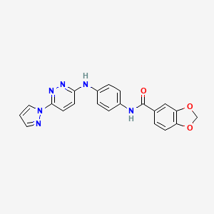 N-(4-{[6-(1H-pyrazol-1-yl)-3-pyridazinyl]amino}phenyl)-1,3-benzodioxole-5-carboxamide