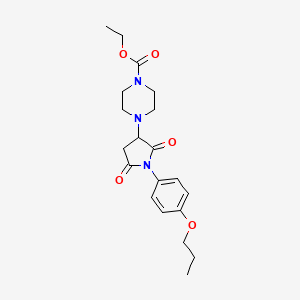 molecular formula C20H27N3O5 B5148632 ethyl 4-[2,5-dioxo-1-(4-propoxyphenyl)-3-pyrrolidinyl]-1-piperazinecarboxylate 