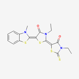 molecular formula C18H17N3O2S4 B5148672 3,3'-diethyl-5-(3-methyl-1,3-benzothiazol-2(3H)-ylidene)-2'-thioxo-2,5'-bi-1,3-thiazolidine-4,4'-dione 