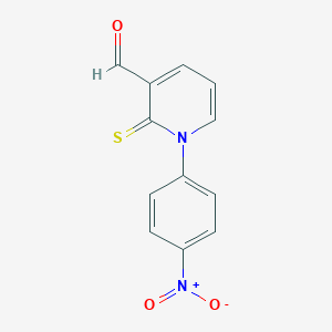 molecular formula C12H8N2O3S B514868 1-{4-Nitrophenyl}-2-thioxo-1,2-dihydro-3-pyridinecarbaldehyde 