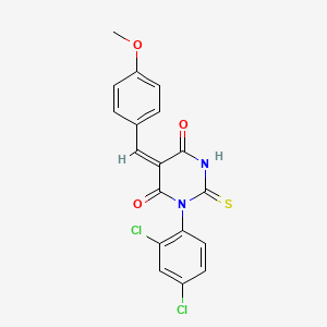 (5E)-1-(2,4-dichlorophenyl)-5-[(4-methoxyphenyl)methylidene]-2-sulfanylidene-1,3-diazinane-4,6-dione