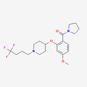 molecular formula C21H29F3N2O3 B5148706 4-[5-methoxy-2-(1-pyrrolidinylcarbonyl)phenoxy]-1-(4,4,4-trifluorobutyl)piperidine 