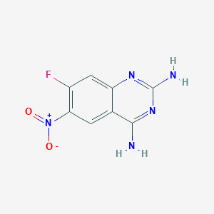 molecular formula C8H6FN5O2 B514872 7-Fluoro-6-nitroquinazoline-2,4-diamine 