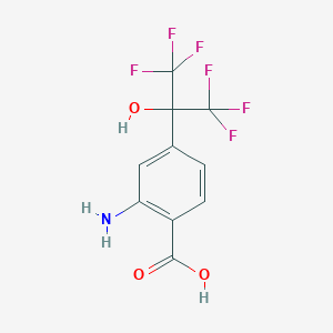 molecular formula C10H7F6NO3 B514876 2-Amino-4-(1,1,1,3,3,3-hexafluoro-2-hydroxypropan-2-yl)benzoic acid 