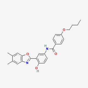 4-butoxy-N-[3-(5,6-dimethyl-1,3-benzoxazol-2-yl)-4-hydroxyphenyl]benzamide