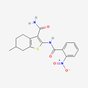 molecular formula C17H17N3O4S B5148763 6-methyl-2-[(2-nitrobenzoyl)amino]-4,5,6,7-tetrahydro-1-benzothiophene-3-carboxamide 