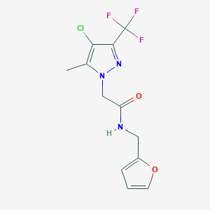 molecular formula C12H11ClF3N3O2 B5148767 2-[4-chloro-5-methyl-3-(trifluoromethyl)-1H-pyrazol-1-yl]-N-(2-furylmethyl)acetamide 