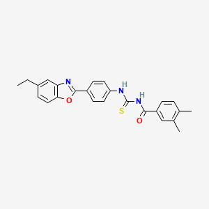 molecular formula C25H23N3O2S B5148811 N-({[4-(5-ethyl-1,3-benzoxazol-2-yl)phenyl]amino}carbonothioyl)-3,4-dimethylbenzamide 
