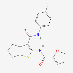 molecular formula C19H15ClN2O3S B5148826 N-(3-{[(4-chlorophenyl)amino]carbonyl}-5,6-dihydro-4H-cyclopenta[b]thien-2-yl)-2-furamide 