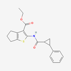 molecular formula C20H21NO3S B5148860 ethyl 2-{[(2-phenylcyclopropyl)carbonyl]amino}-5,6-dihydro-4H-cyclopenta[b]thiophene-3-carboxylate 