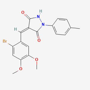 molecular formula C19H17BrN2O4 B5148870 4-(2-bromo-4,5-dimethoxybenzylidene)-1-(4-methylphenyl)-3,5-pyrazolidinedione 