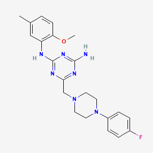 molecular formula C22H26FN7O B5148887 6-{[4-(4-fluorophenyl)-1-piperazinyl]methyl}-N-(2-methoxy-5-methylphenyl)-1,3,5-triazine-2,4-diamine 