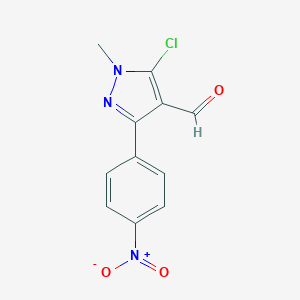 molecular formula C11H8ClN3O3 B514894 5-chloro-3-{4-nitrophenyl}-1-methyl-1H-pyrazole-4-carbaldehyde 