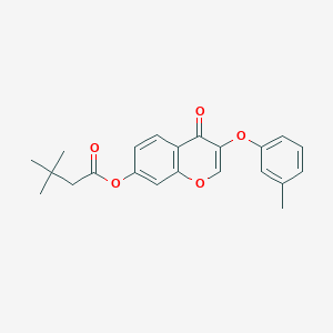 3-(3-methylphenoxy)-4-oxo-4H-chromen-7-yl 3,3-dimethylbutanoate