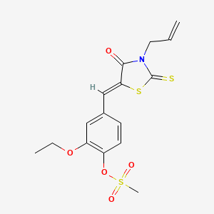 molecular formula C16H17NO5S3 B5149075 4-[(3-allyl-4-oxo-2-thioxo-1,3-thiazolidin-5-ylidene)methyl]-2-ethoxyphenyl methanesulfonate 