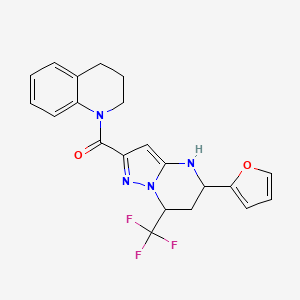 molecular formula C21H19F3N4O2 B5149123 1-{[5-(2-furyl)-7-(trifluoromethyl)-4,5,6,7-tetrahydropyrazolo[1,5-a]pyrimidin-2-yl]carbonyl}-1,2,3,4-tetrahydroquinoline 