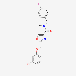 molecular formula C20H19FN2O4 B5149197 N-(4-fluorobenzyl)-2-[(3-methoxyphenoxy)methyl]-N-methyl-1,3-oxazole-4-carboxamide 