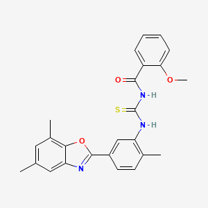 N-({[5-(5,7-dimethyl-1,3-benzoxazol-2-yl)-2-methylphenyl]amino}carbonothioyl)-2-methoxybenzamide
