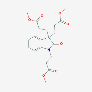 molecular formula C20H25NO7 B514936 methyl 3-[1,3-bis(3-methoxy-3-oxopropyl)-2-oxo-2,3-dihydro-1H-indol-3-yl]propanoate 