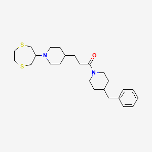 molecular formula C25H38N2OS2 B5149369 4-benzyl-1-{3-[1-(1,4-dithiepan-6-yl)-4-piperidinyl]propanoyl}piperidine 