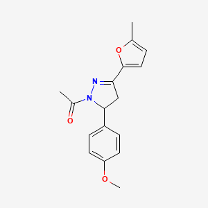 molecular formula C17H18N2O3 B5149382 1-acetyl-5-(4-methoxyphenyl)-3-(5-methyl-2-furyl)-4,5-dihydro-1H-pyrazole 