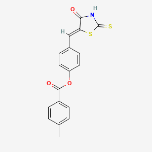 4-[(4-oxo-2-thioxo-1,3-thiazolidin-5-ylidene)methyl]phenyl 4-methylbenzoate