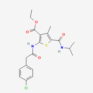 molecular formula C20H23ClN2O4S B5149423 ethyl 2-{[(4-chlorophenyl)acetyl]amino}-5-[(isopropylamino)carbonyl]-4-methyl-3-thiophenecarboxylate 