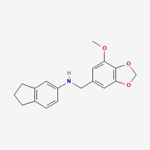 molecular formula C18H19NO3 B5149430 2,3-dihydro-1H-inden-5-yl[(7-methoxy-1,3-benzodioxol-5-yl)methyl]amine 