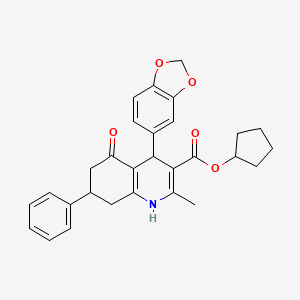 molecular formula C29H29NO5 B5149501 cyclopentyl 4-(1,3-benzodioxol-5-yl)-2-methyl-5-oxo-7-phenyl-1,4,5,6,7,8-hexahydro-3-quinolinecarboxylate 