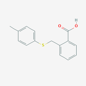 molecular formula C15H14O2S B514953 2-{[(4-Methylphenyl)sulfanyl]methyl}benzoic acid 