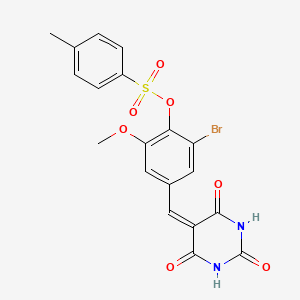 molecular formula C19H15BrN2O7S B5149553 2-bromo-6-methoxy-4-[(2,4,6-trioxotetrahydro-5(2H)-pyrimidinylidene)methyl]phenyl 4-methylbenzenesulfonate 