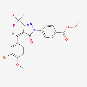 molecular formula C21H16BrF3N2O4 B5149674 ethyl 4-[4-(3-bromo-4-methoxybenzylidene)-5-oxo-3-(trifluoromethyl)-4,5-dihydro-1H-pyrazol-1-yl]benzoate 