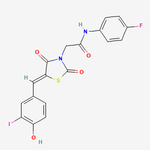 N-(4-fluorophenyl)-2-[5-(4-hydroxy-3-iodobenzylidene)-2,4-dioxo-1,3-thiazolidin-3-yl]acetamide