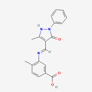 4-methyl-3-{[(3-methyl-5-oxo-1-phenyl-1,5-dihydro-4H-pyrazol-4-ylidene)methyl]amino}benzoic acid