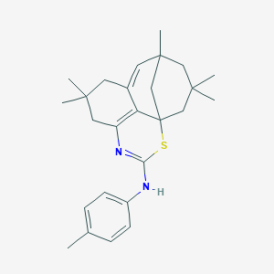 molecular formula C26H34N2S B514988 N-(4-methylphenyl)-N-[7,7,11,13,13-pentamethyl-2-thia-4-azatetracyclo[7.5.1.1~1,11~.0~5,15~]hexadeca-5(15),9-dien-3-ylidene]amine 