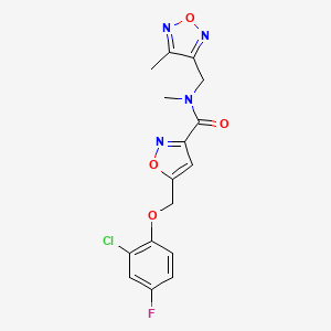 molecular formula C16H14ClFN4O4 B5149894 5-[(2-chloro-4-fluorophenoxy)methyl]-N-methyl-N-[(4-methyl-1,2,5-oxadiazol-3-yl)methyl]-3-isoxazolecarboxamide 
