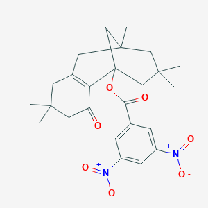 molecular formula C25H30N2O7 B514994 (5,5,9,11,11-Pentamethyl-3-oxo-1-tricyclo[7.3.1.02,7]tridec-2(7)-enyl) 3,5-dinitrobenzoate 